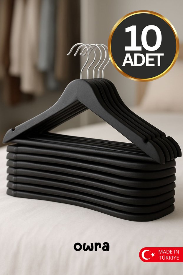10 Pieces Wood Look Plastic a Quality Black Hanger Trouser Shirt Hanger Unbreakable