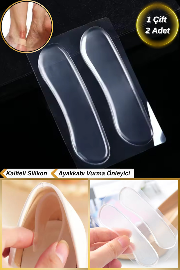 1 Çift 2 Adet Ayakkabı Vurma Önleyici Silikon Tabanlık - 1