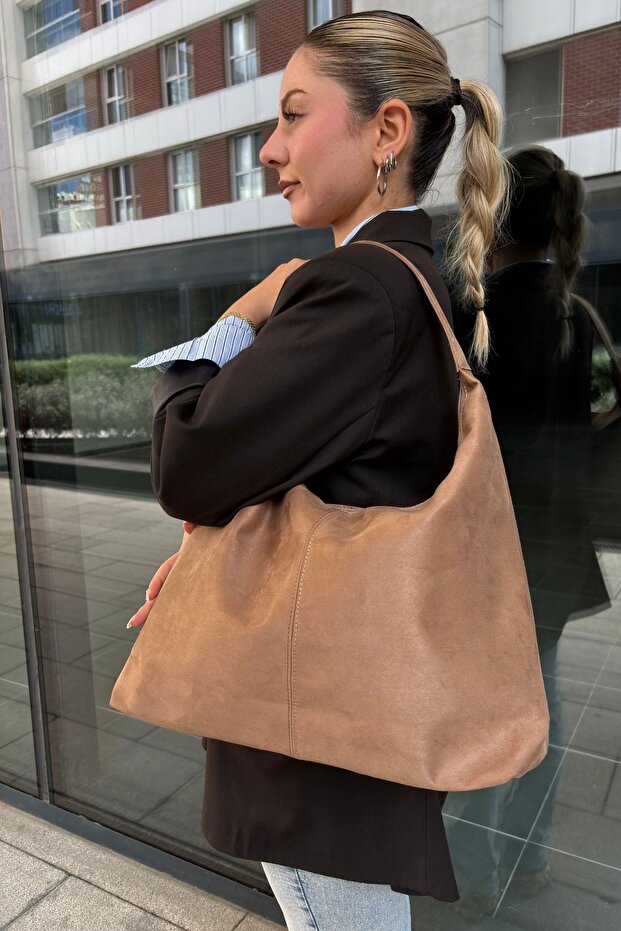 Boho Suede Shoulder Bag – Large Volume, Daily & Office Use (46×30×11 cm) - 3