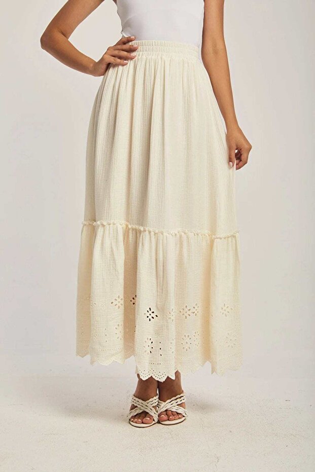 تنورة سادة عالية الخصر - 5