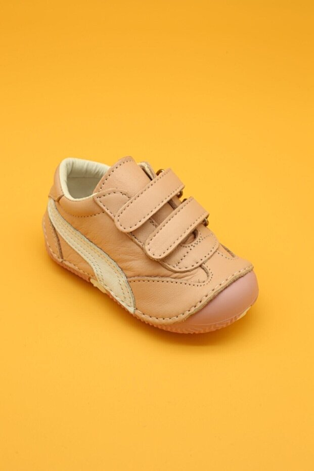 Gerçek Deri İlk Adım Bebek Ayakkabısı Pudra - 2
