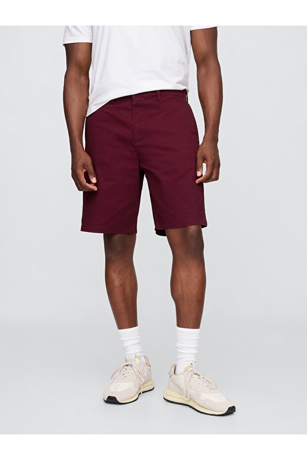 Erkek Bordo Essential Khaki Şort - 5