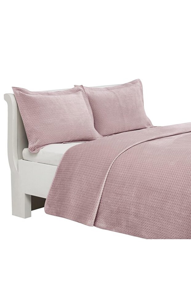Glace Tek Kişilik Yatak Örtüsü Seti Pembe - 3