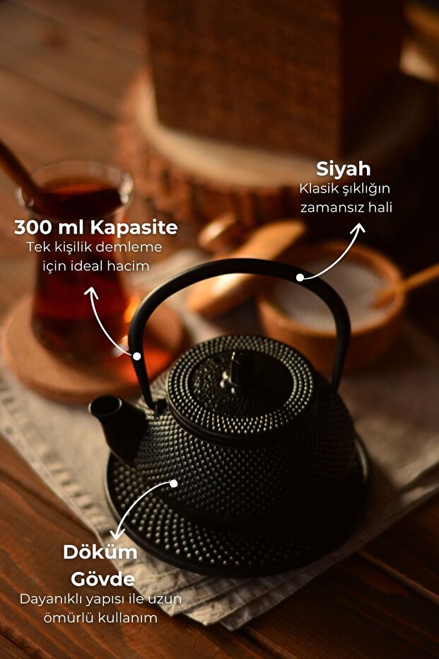 Linden Hyacinth Cast Iron Teapot 300 ml Black