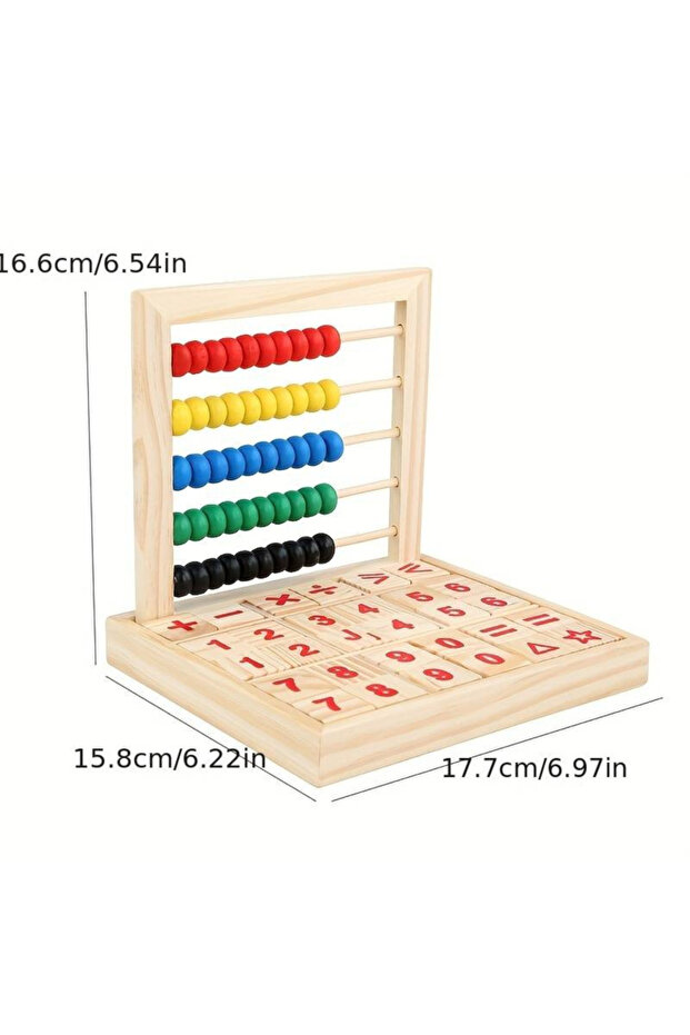 Abacus made of wood with letters, numbers, and mathematical operations - 4