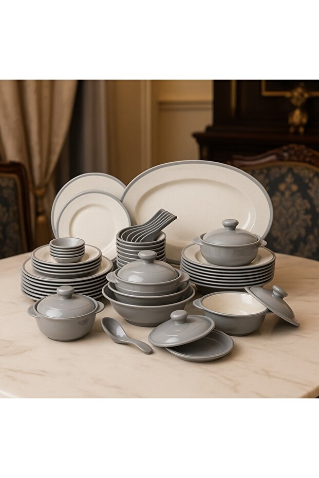 طقم طعام ميلامين 57 قطعة - 1