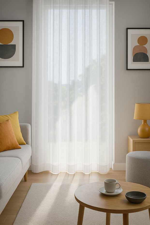 Louison Tulle Curtain Gray Striped 300X280