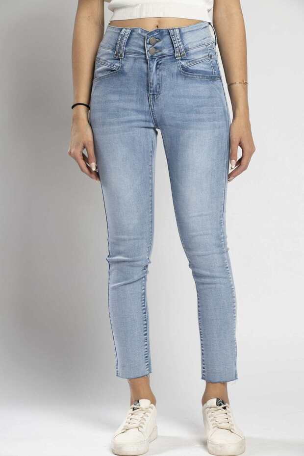 بنطال طويل ضيق سادة - 1