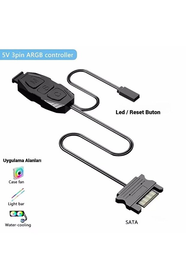 وحدة تحكم SNT AR-01 ARGB، وحدة تحكم 1 منفذ مع إمداد طاقة 5 فولت 3 دبابيس SATA