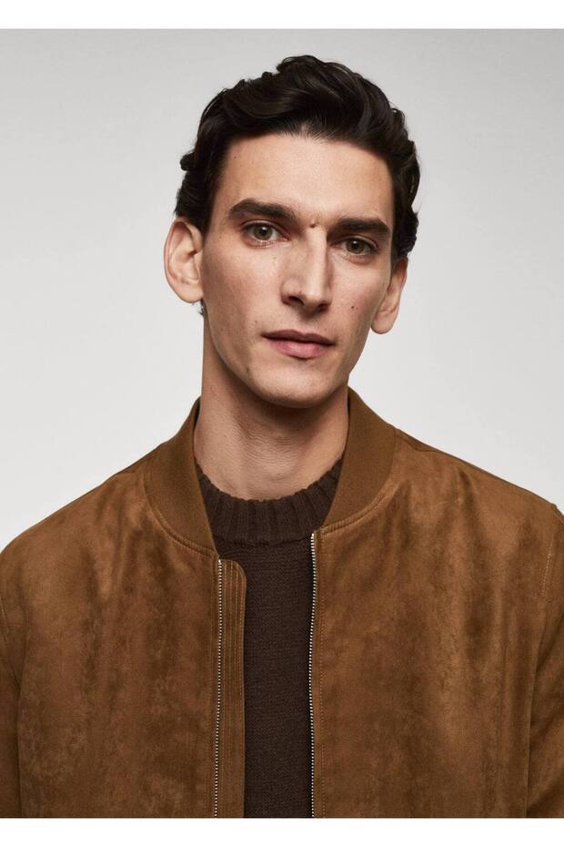 Süet görünümlü bomber ceket - 5