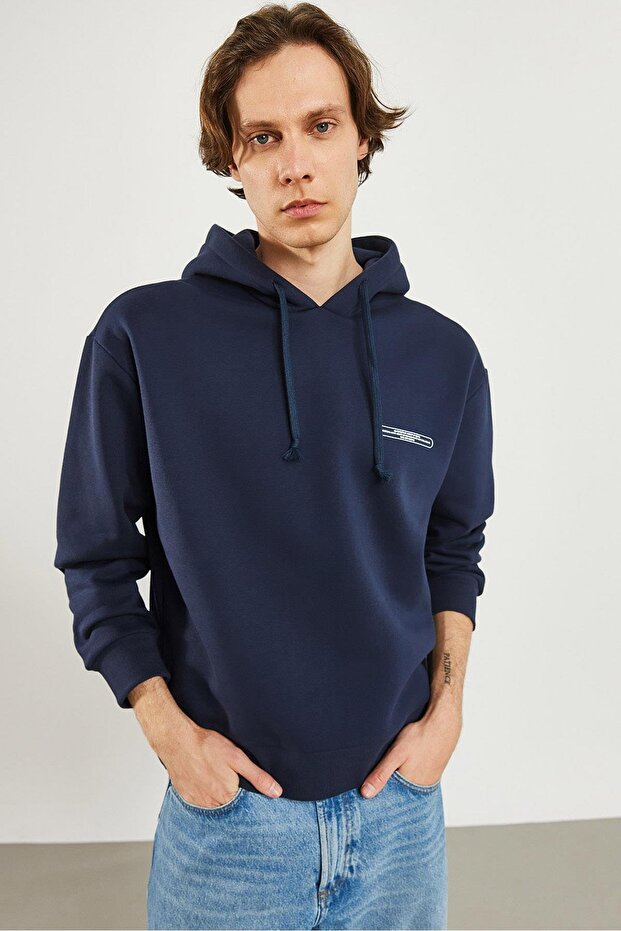 Mindset Baskılı Sweatshirt-Lacivert - 6