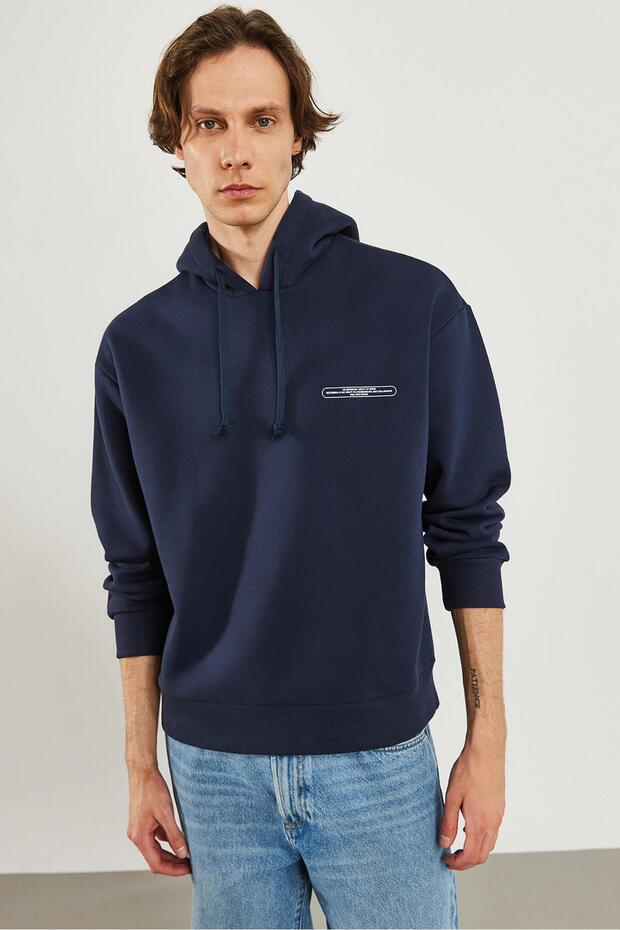 Mindset Baskılı Sweatshirt-Lacivert - 4