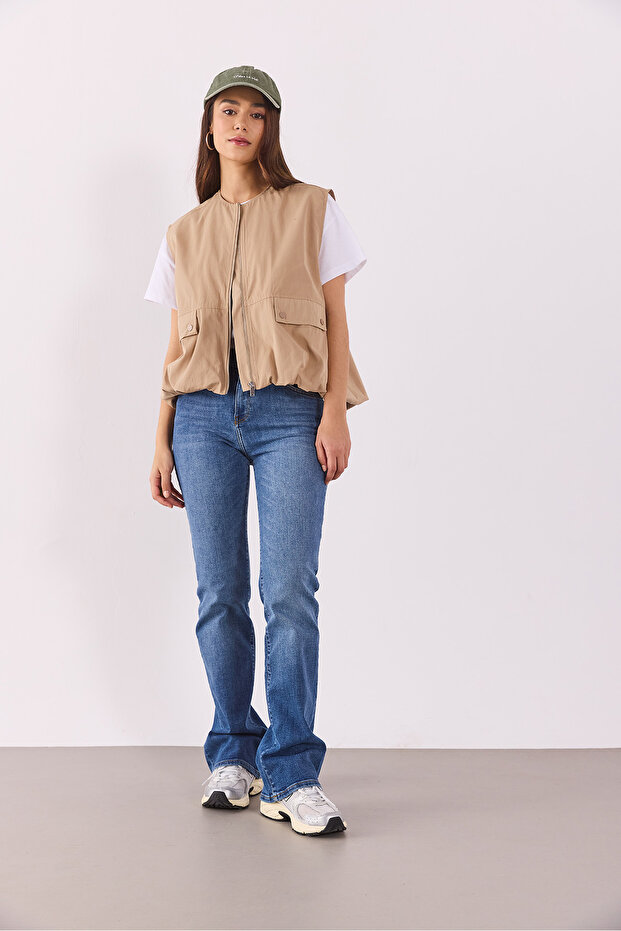 Kadın Paraşüt Bomber Yelek - Taba - 5