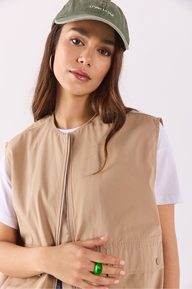 Kadın Paraşüt Bomber Yelek - Taba - 2