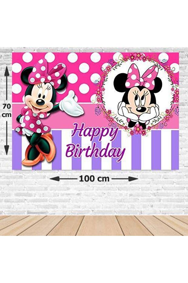 Minnie Mouse Pink Birthday Banner Without Photo 70*100 cm