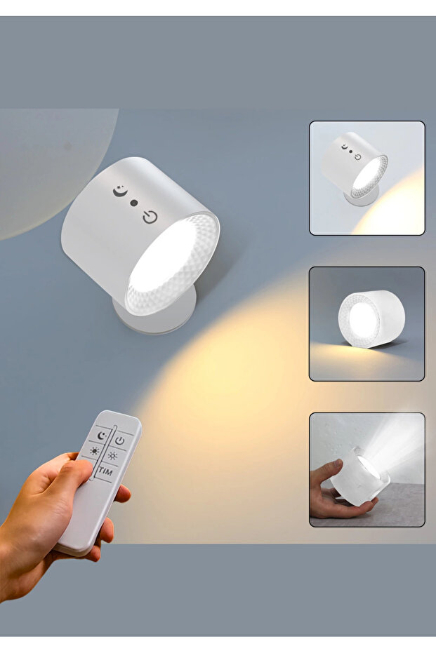 Mıknatıslı Uzaktan Kumandalı Çift Taraflı Duvar Aplik LED Aydınlatma 3 Renk USB Şarjlı - 4