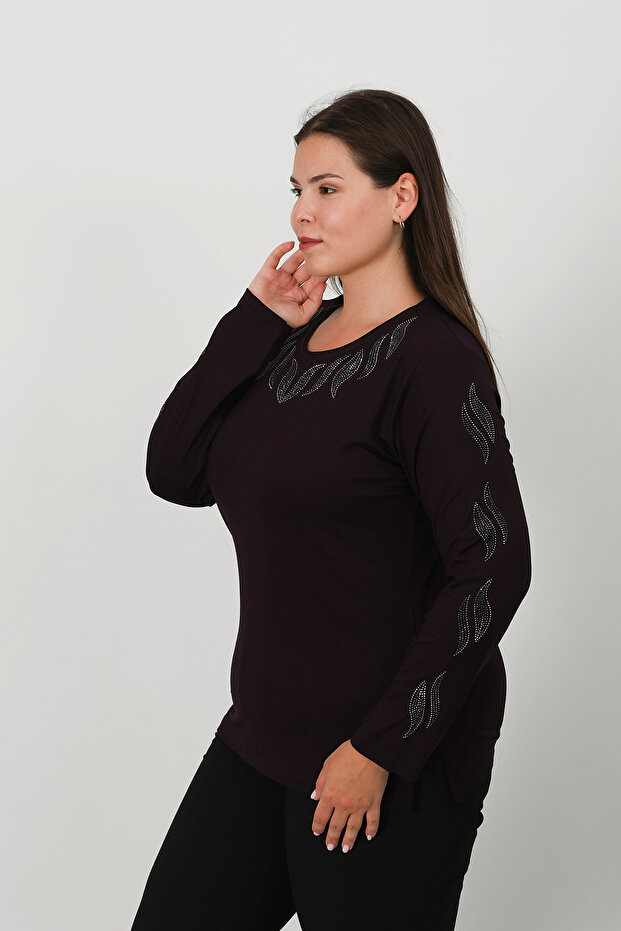 Taş Baskı Penye Bluz - 4