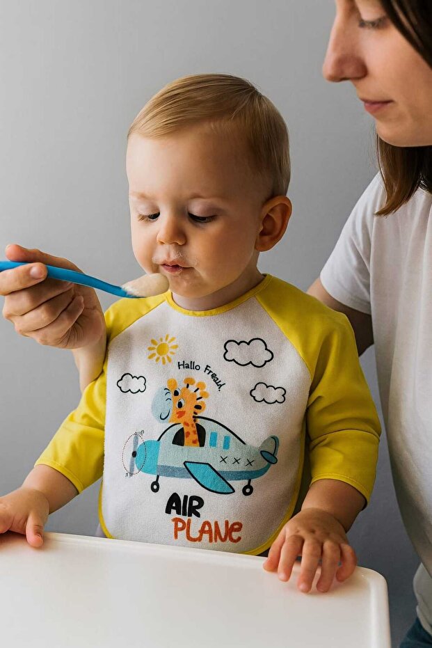 0-12 Months Sleeved Cute Colorful Patterned Baby Bib
