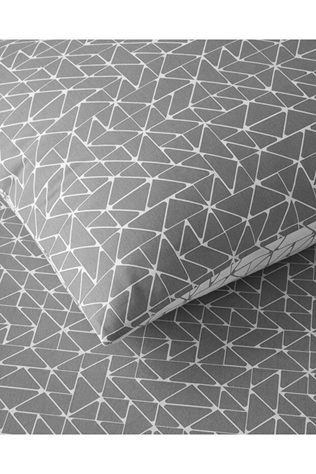 Trio Shape Kolay Ütülenir Çift Kişilik Nevresim Takımı 200x220 cm Gri - 5