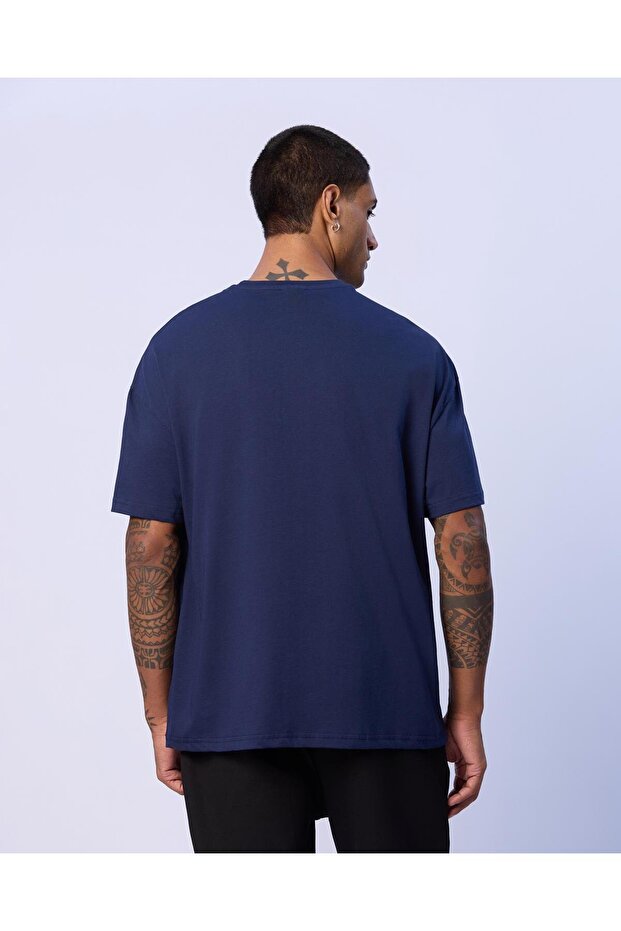 Chibaf Tee Erkek Lacivert Oversize Fit Tişört - 3