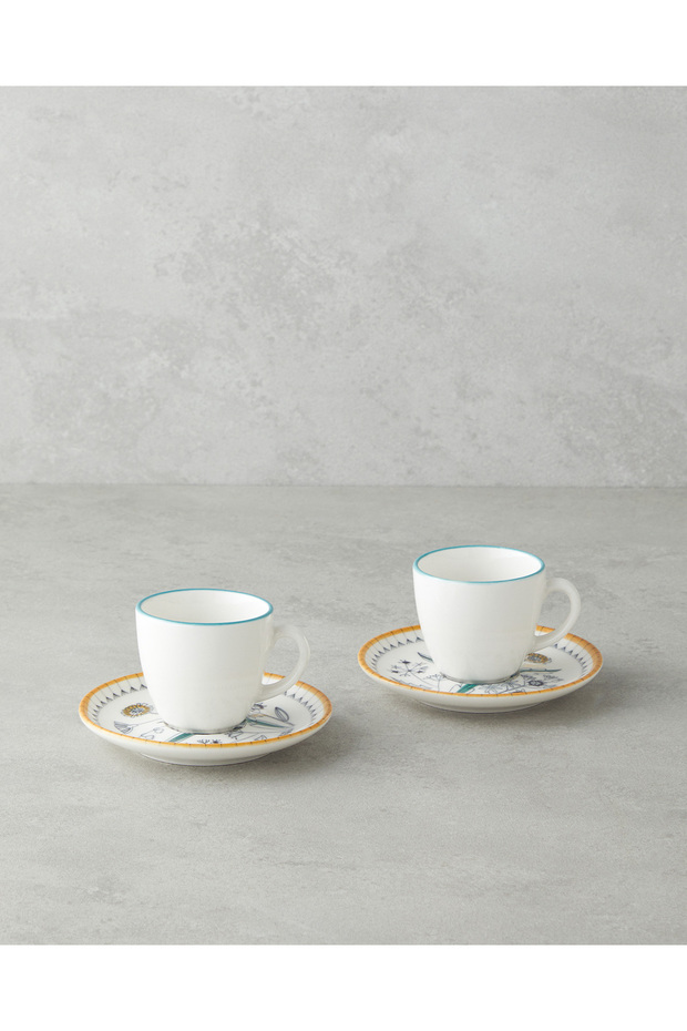 Zelia Bone Porcelain 4 részes kávéscsésze készlet 2 személyes 90 ml színes - 2