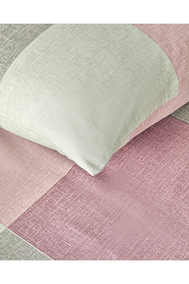 Dupla Easy-Iron paplanhuzat szett - zöld/szilva 200x220 cm texturált kockás - 3