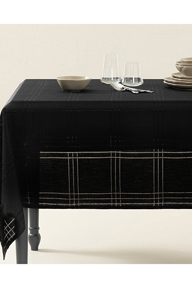 Navy Ajurlu Masa Örtüsü 150x200 cm Siyah - 1