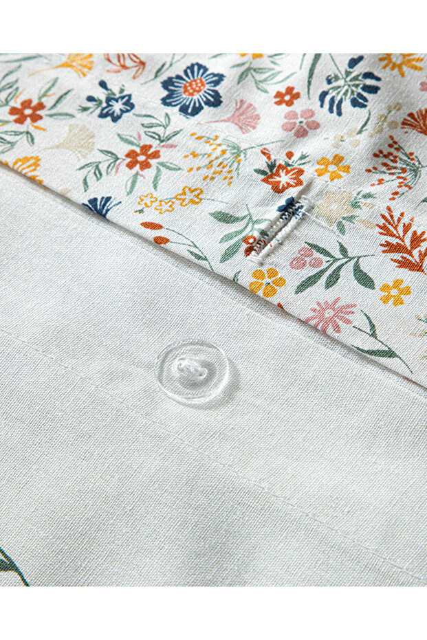 Bloomy Lines Pamuklu Ranforce Çift Kişilik Nevresim Seti 200x220 cm Sarı - 5