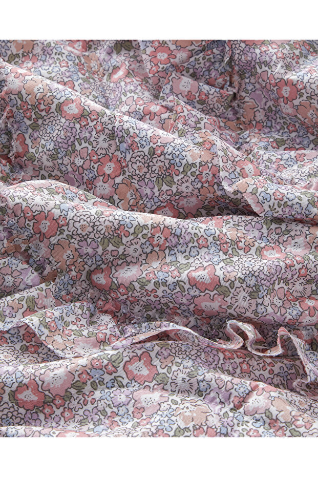 Floral Euphoria Fırfırlı Tek Kişilik Yatak Örtüsü Takımı 160x220 cm Somon - 5