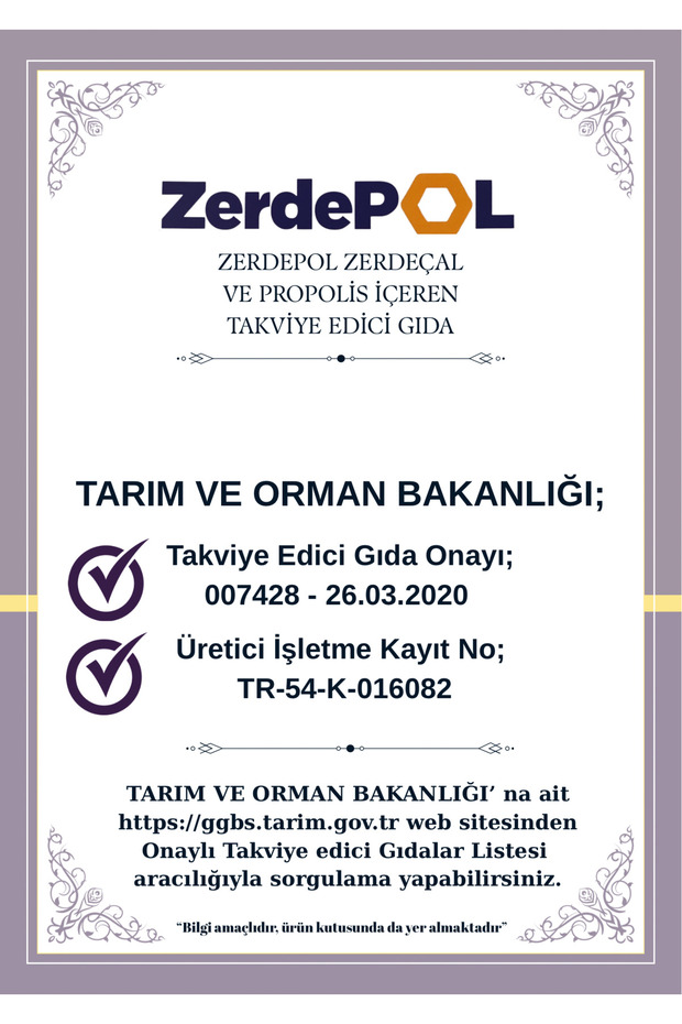 (Zerdepol)Propolis, Quercetin, Curcumin (Zerdeçal), İnülin ve Karabiber İçeren Takviye Edici Gıda - 3