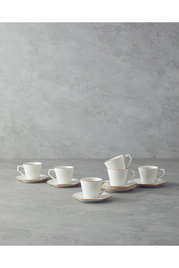 Marlin Bone porcelán kávéscsésze készlet 12 részes 6 személyes arany - 1
