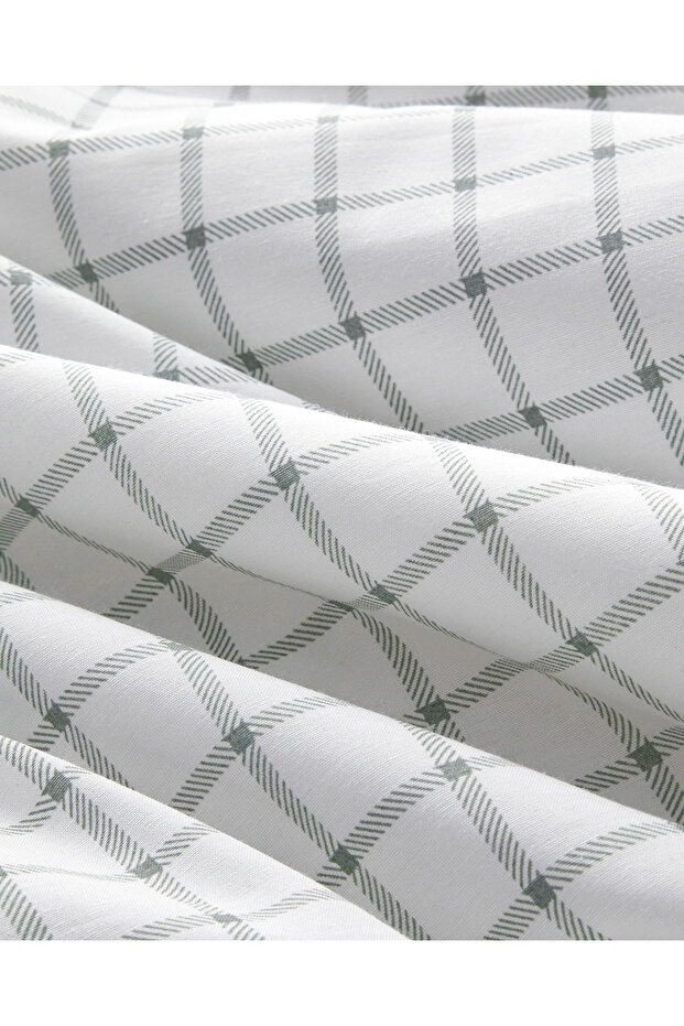 Simple Checks Kolay Ütülenir Tek Kişilik Nevresim Takımı 160x220 cm Seledon - 8