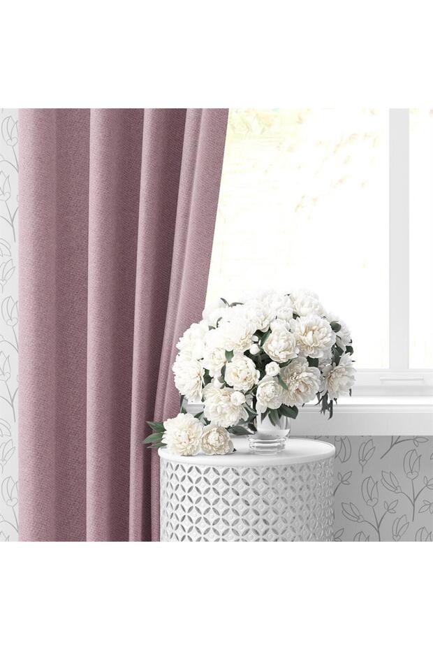 Blackout Karartma Tek Kanat Fon Perde Pudra Pembe - 3