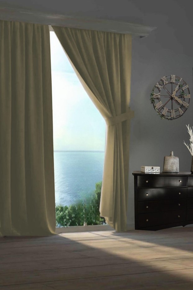 Blackout Drapery Curtain Living Room Hotel Living Room Children's Room Decorative Light-Blocking Sun Visor Milky Brown
