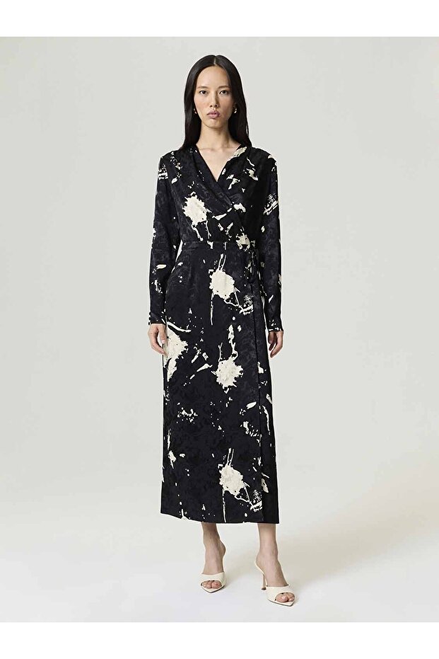 Desenli Maxi Elbise - 1