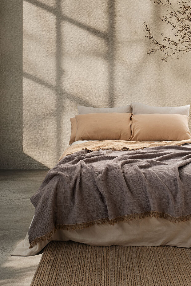 Cocoon 4 Layer Muslin Bedspread Brown