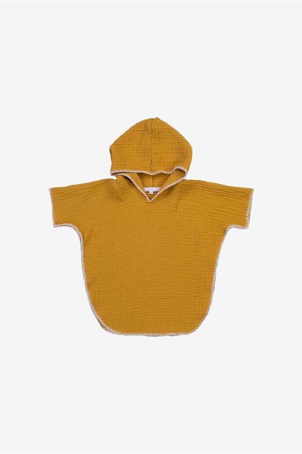 Cocoon Cotton Muslin Children's Beach Poncho Mustard Yellow