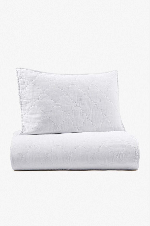 Serenity Quilted Linen Pillowcase White