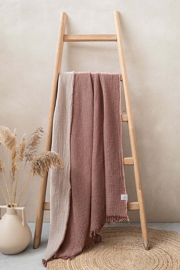 Cocoon 4 Layer Muslin Sofa Throw, Blanket Cinnamon