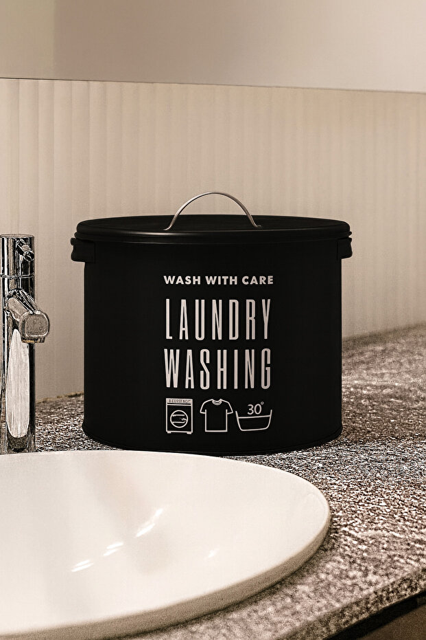 2 Compartment Detergent Storage Box Printed Laundry Detergent Box with Lid - 4
