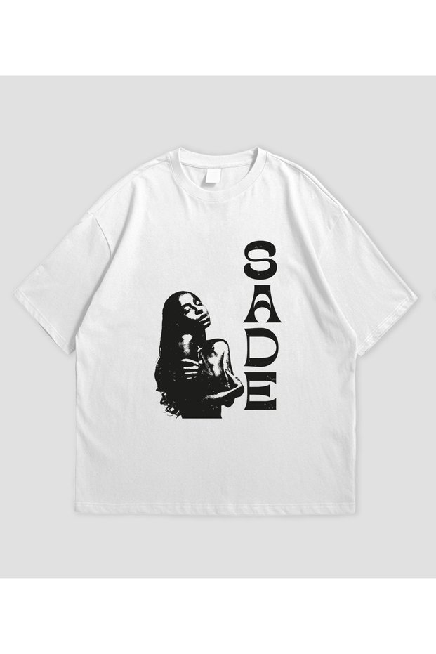 Sade Adu Printed White Oversize T-Shirt Unisex Cotton Short Sleeve T-Shirt