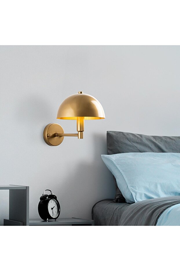 Togg Modern Metal Plated Headboard Single Wall Sconce Glossy Gold, Retro Wall Lamp Togg-14838