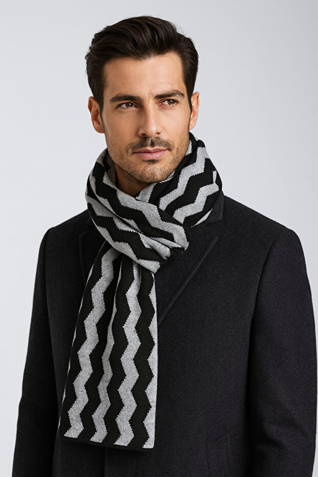 Zigzag Patterned Knitwear Scarf - 1