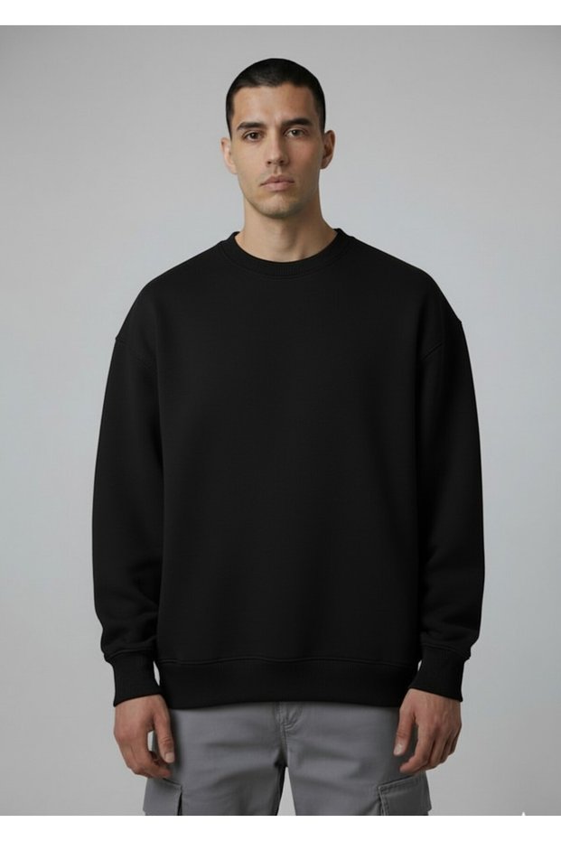 Unisex Basic Oversize Crew Neck Cotton Sweatshirt