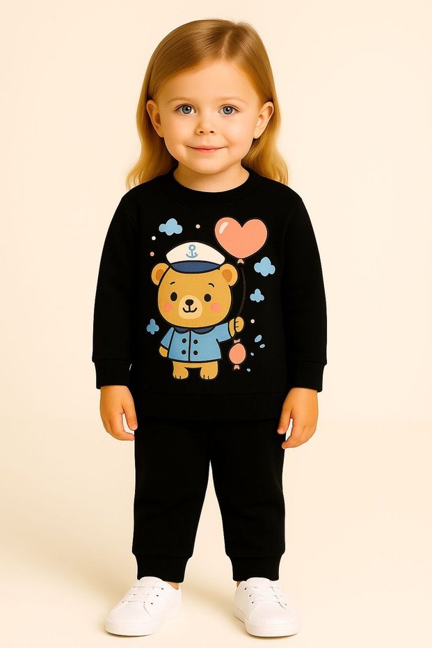 Winter Girls Boys Tracksuit Set Bear Print 3 4 5 6 7 8 9 10 11 12 Years Old Unisex