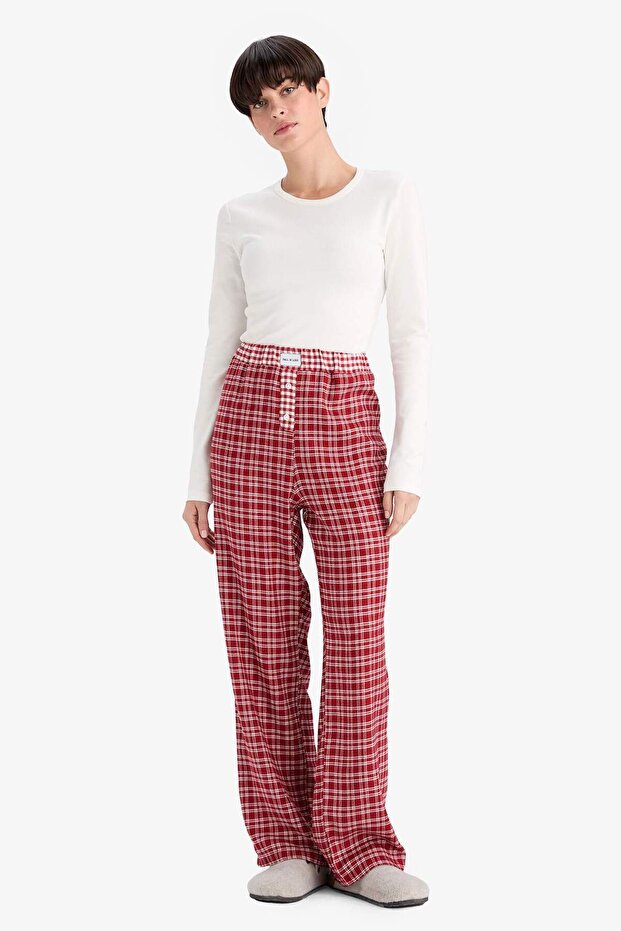 Regular Fit Uzun Kareli Pijama Altı-Fall in Love G1497AX25AU - 3