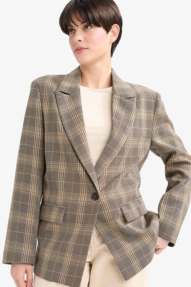 Regular Fit Kareli Blazer Ceket G0678AX25AU - 1