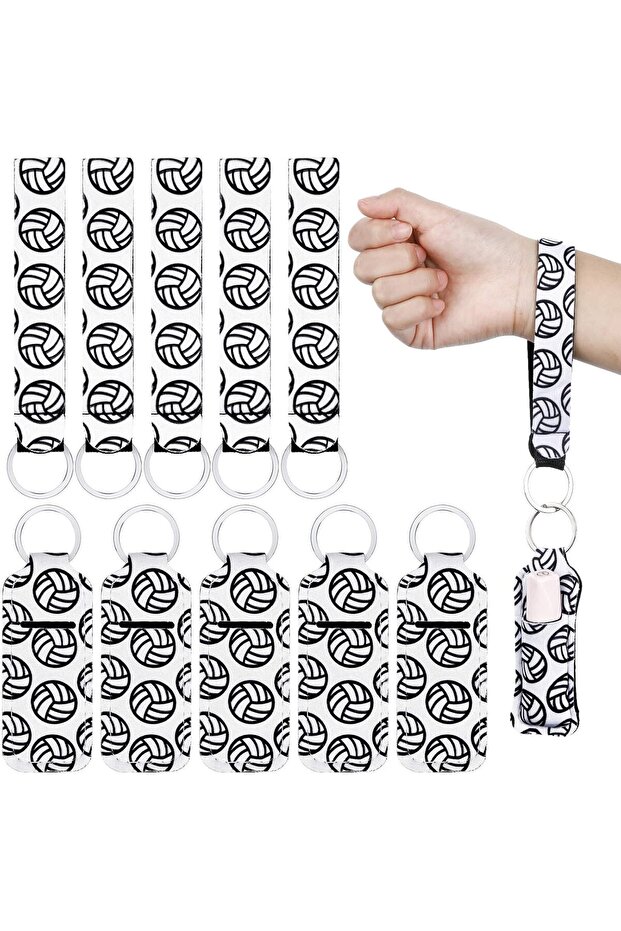 Patelai 20 Pcs Volleyball lipstick Holder Keychains Lanyard Set