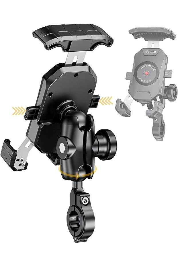 Anti-Theft Motorcycle Phone Mount Bike 1 Ball Phone Holder Handlebar Double Socket Arm Cellp