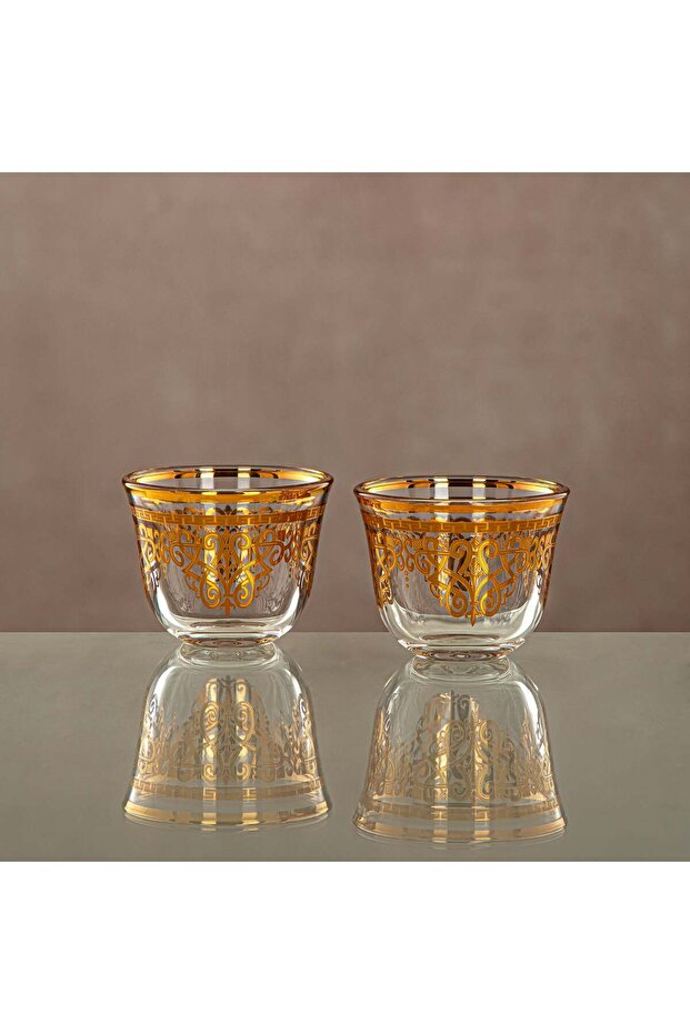 Almarjan Cawa Cup Set Clear & Gold 6 pieces (1013 B-YCS-GLD)